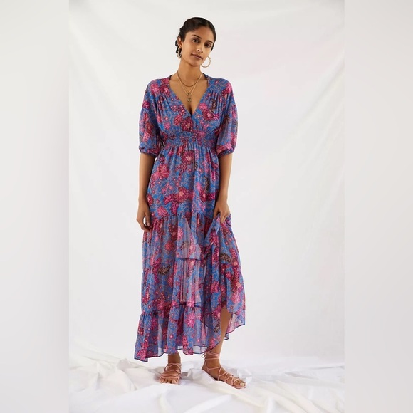 MISA Los Angeles Pippa Floral Tiered Maxi Dress Open Back in Night Blooms - Picture 16 of 16